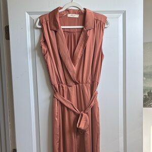 Elegant Peach Sleeveless Jumpsuit